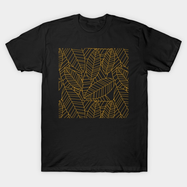 Golden leaves pattern T-Shirt by zeevana